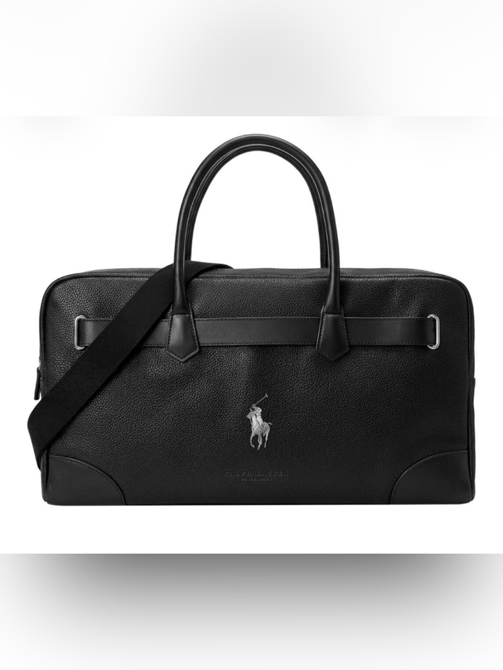 Polo Ralph Lauren Bag Black Pebbled Faux Leather Duffel **NWT**